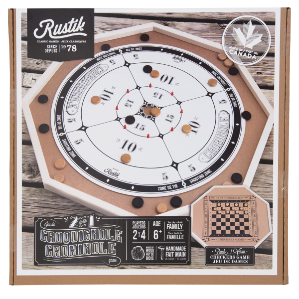 Rustik - 3 en 1 - Croquignole, Échecs et Jeu de dames