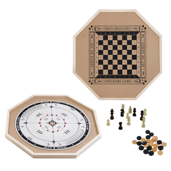 Rustik - 3 en 1 - Croquignole, Échecs et Jeu de dames