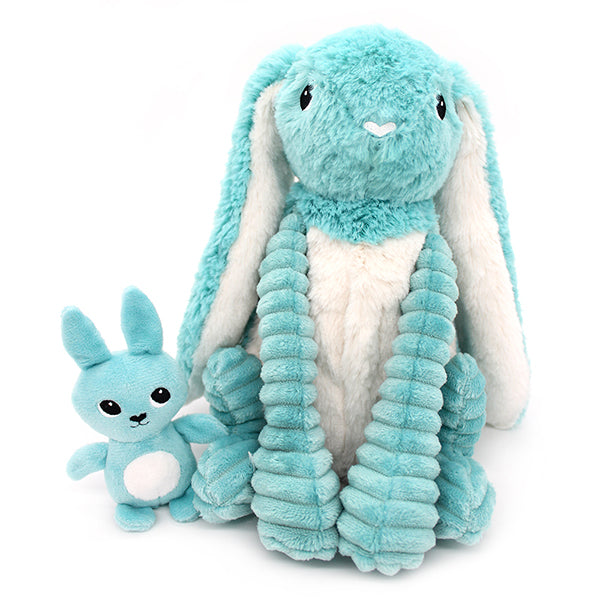 Toudou lapin maman et son bébé bleu aqua