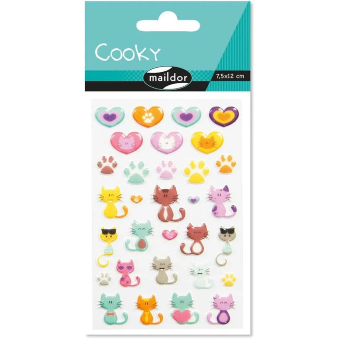 Autocollants - Cooky - Chats/Coeurs