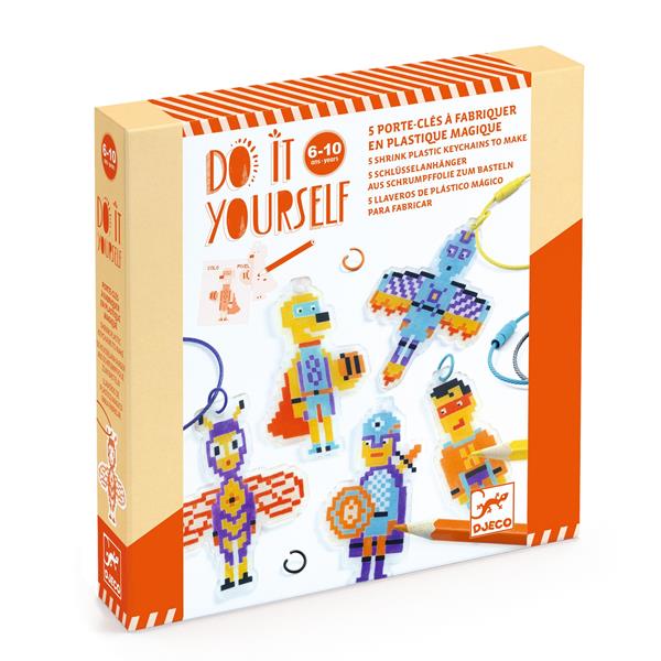 DIY - Porte-clés en plastique magique - Héros Pixel Art - ML