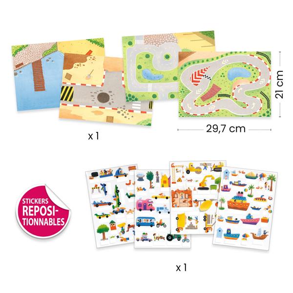 Djeco - Gommettes à relever - Véhicules