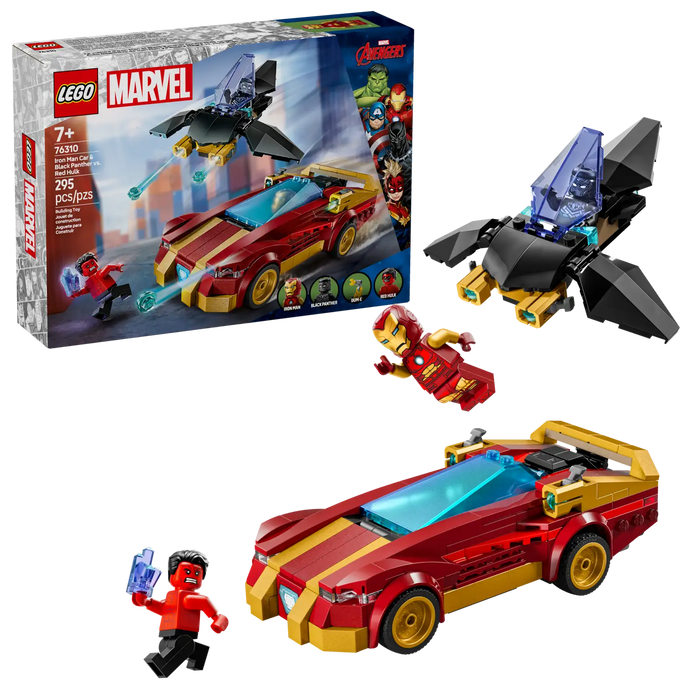 Lego - Marvel - La voiture d’Iron Man et Blank Panther contre Hulk Rouge
