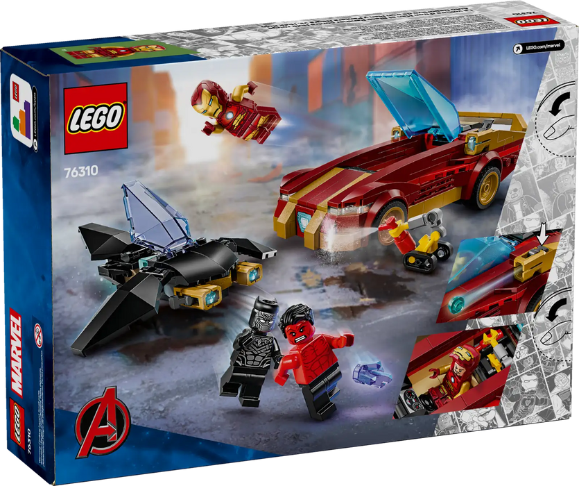 Lego - Marvel - La voiture d’Iron Man et Blank Panther contre Hulk Rouge