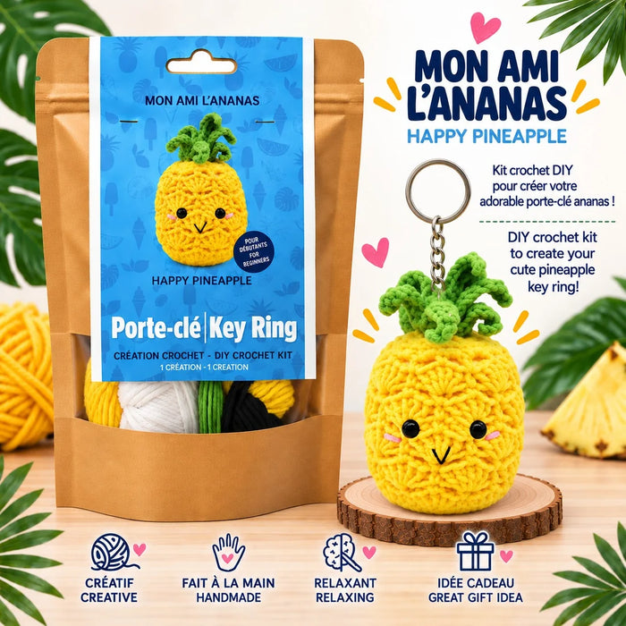 Kit DIY - Porte-clés crochet - Mon ami l’ananas