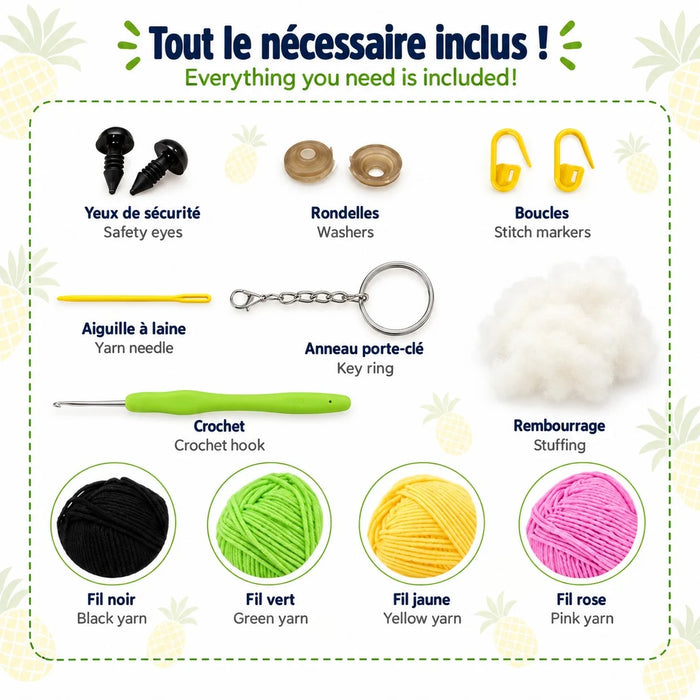 Kit DIY - Porte-clés crochet - Mon ami l’ananas