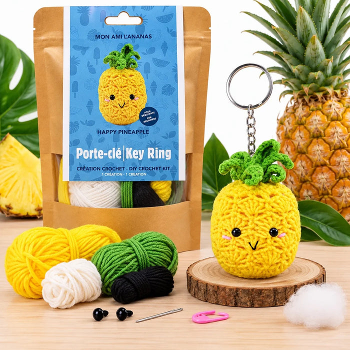 Kit DIY - Porte-clés crochet - Mon ami l’ananas