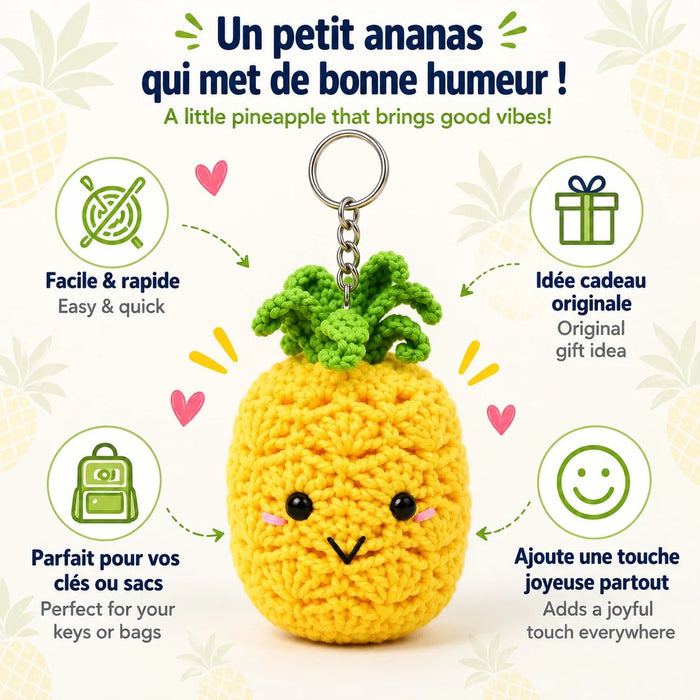 Kit DIY - Porte-clés crochet - Mon ami l’ananas