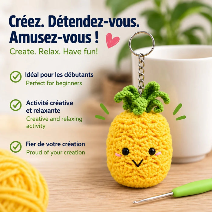 Kit DIY - Porte-clés crochet - Mon ami l’ananas