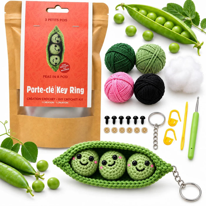 Kit DIY - Porte-clés crochet - Petits pois