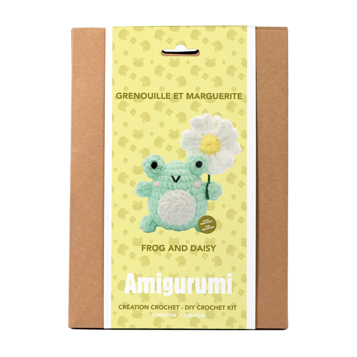 Kit DIY Crochet Fil pelucheux - Grenouille et marguerite