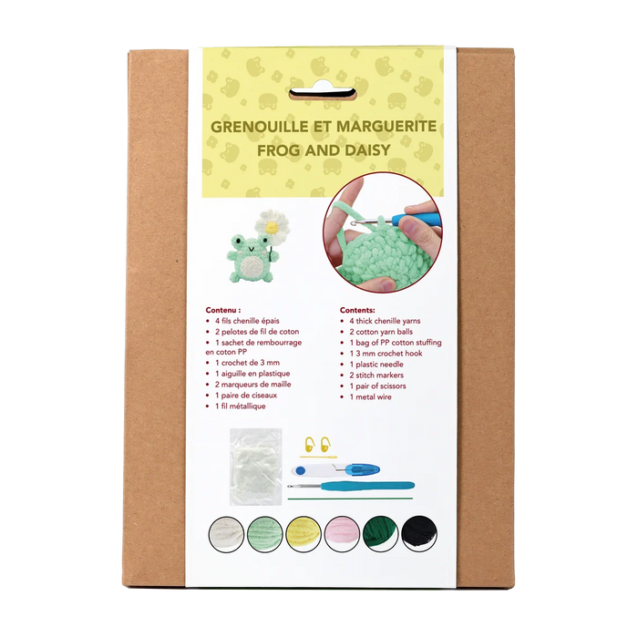 Kit DIY Crochet Fil pelucheux - Grenouille et marguerite