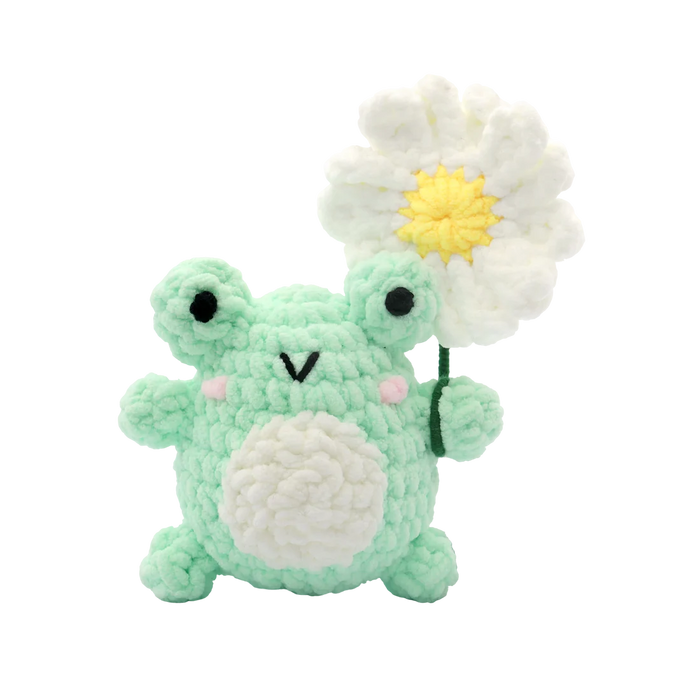 Kit DIY Crochet Fil pelucheux - Grenouille et marguerite