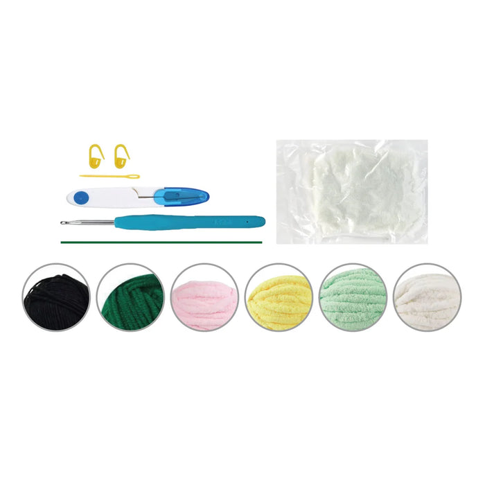 Kit DIY Crochet Fil pelucheux - Grenouille et marguerite