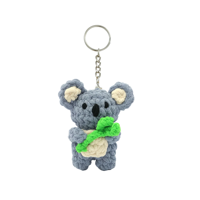 Kit DIY - Porte-clés crochet fil pelucheux - Koala mignon