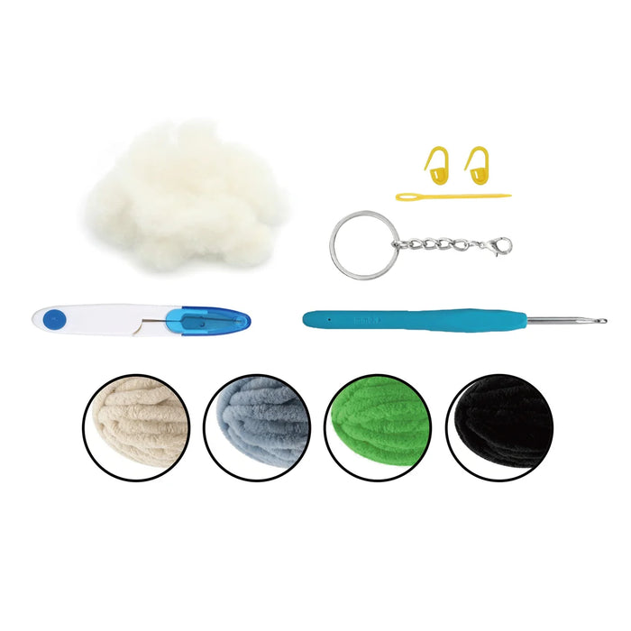 Kit DIY - Porte-clés crochet fil pelucheux - Koala mignon